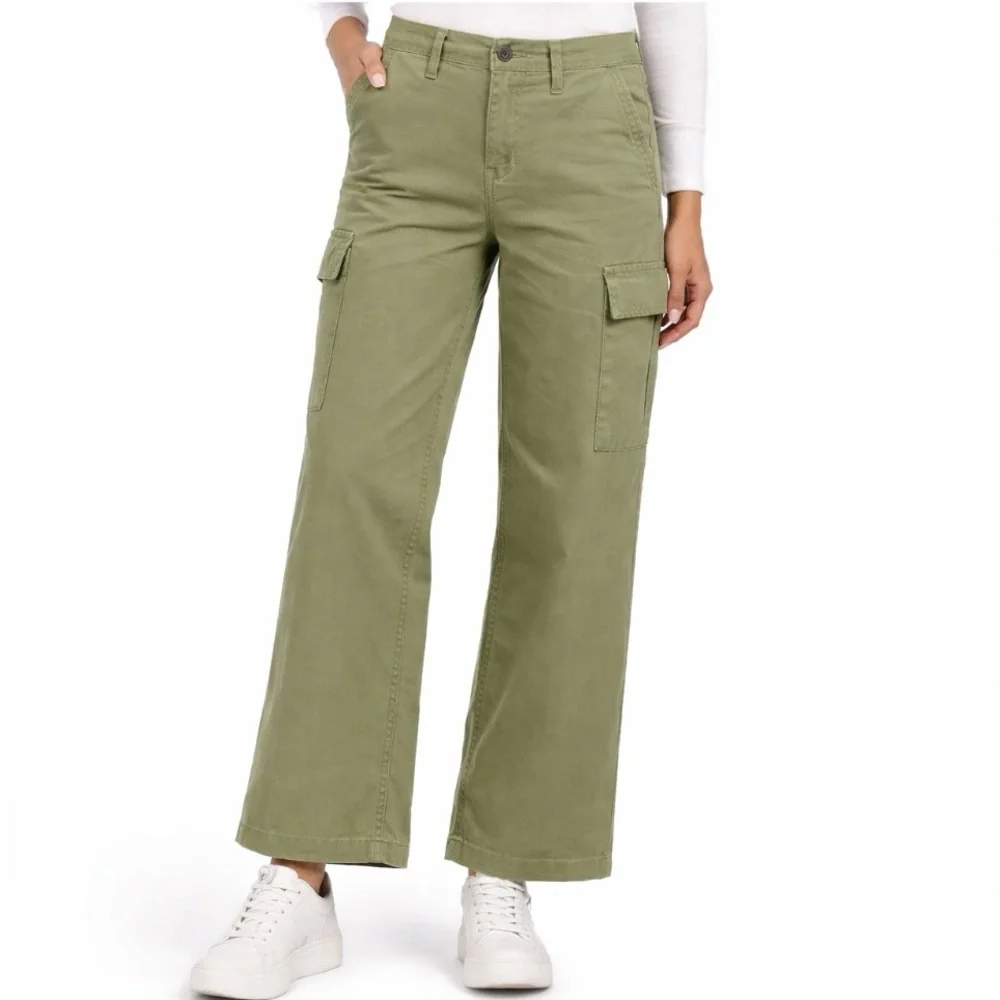 Hunter and Brown High Waist Green Wide Leg Utility Ankle Pants Women Size XL NWT